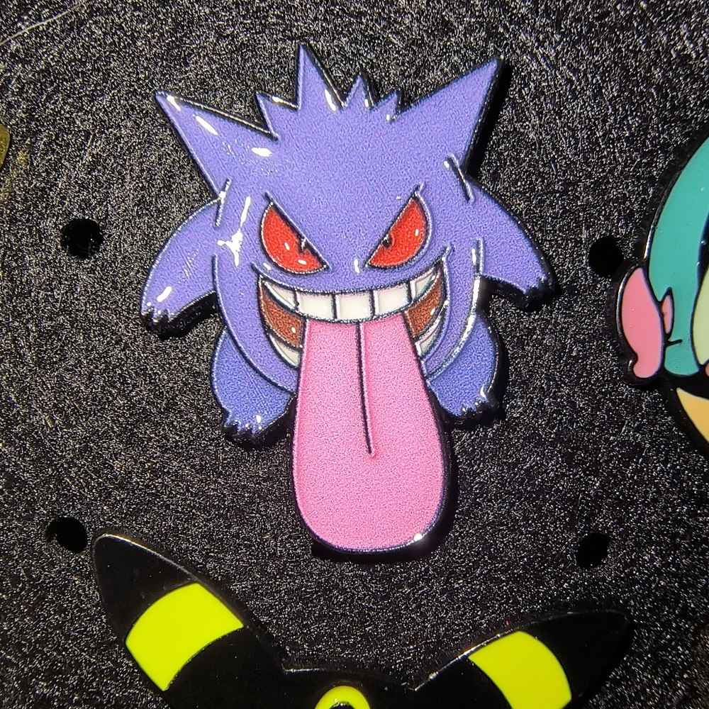 Pokemon Purple Gengar Pin with Pink Tongue and Red Eyes